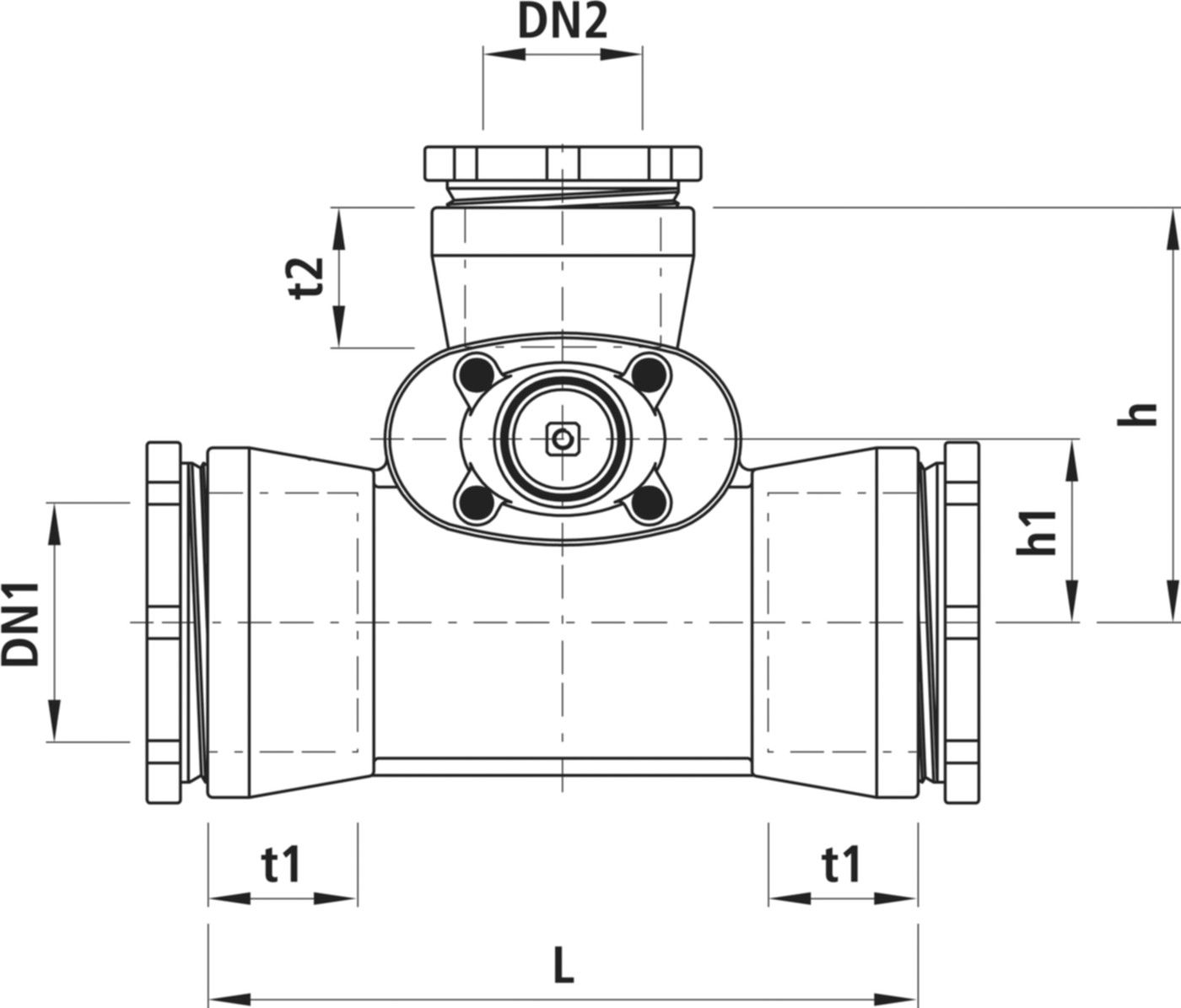 Combi-T mit Schraubmuffen 4360 DN 125/125 - Hawle Armaturen