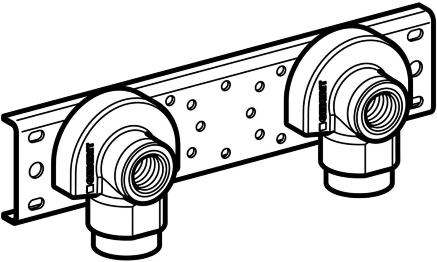 Anschlusswinkel 90° zweifach 153mm 1/2"- MF1/2" mit Aussengewinde 632.865.00.2 - Geberit-Push Fit-Formstücke