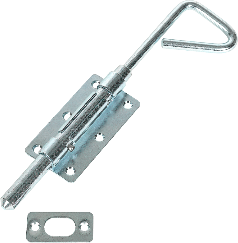 SANER Bajonettriegel, mit Schliessblech D=16mm, L=500mm, Hub=62mm, verzinkt - Stoss- und Treibriegel mit Zubehör