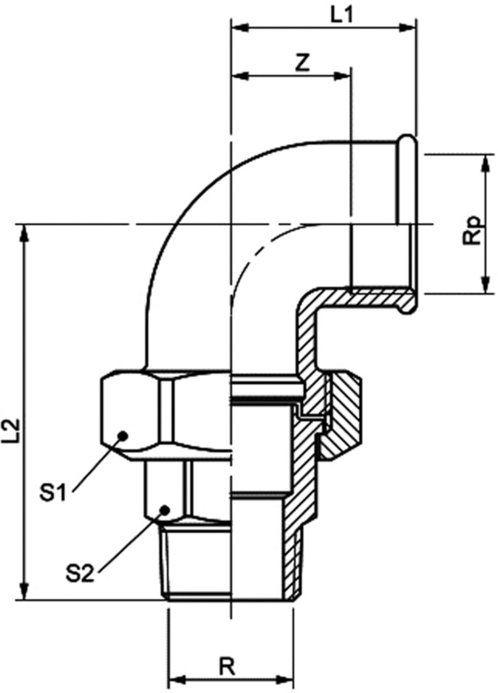 Winkelverschraubung 8098 IG/AG 3/4" - Messing-Gewindefittings