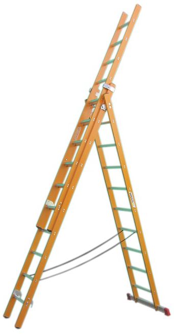 HB GFK Mehrzweckleiter, 3 tlg Typ 114, 3x10 Sprossen, L=3.03/7.23m - Garten
