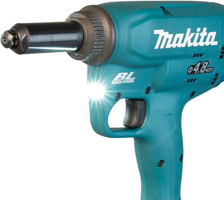Akku-Nietmaschine DRV150ZJ 18V, Ø2.4 bis 4.8 mm, 4 Mundstk., solo im Makpac-B - Makita Elektrowerkzeuge