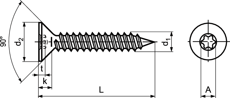 Senk-Blechschr I-6rd Spitze St vzb BN11255 2,9x9,5/X10 - Bossard Schrauben