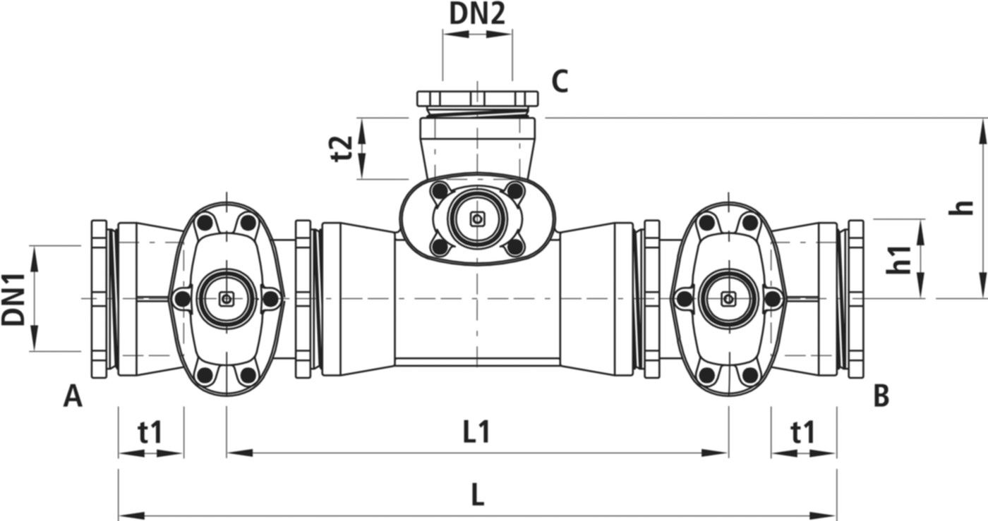 Combi-3 mit Schraubmuffen 4473 DN 200/125 - Hawle Armaturen