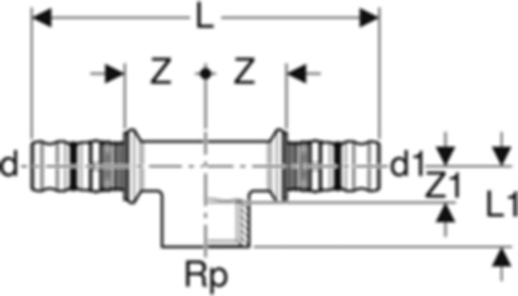 T-Stück m/IG 40mm- 1"-40mm 605.363.00.5 - Geberit-Mepla-Formstücke