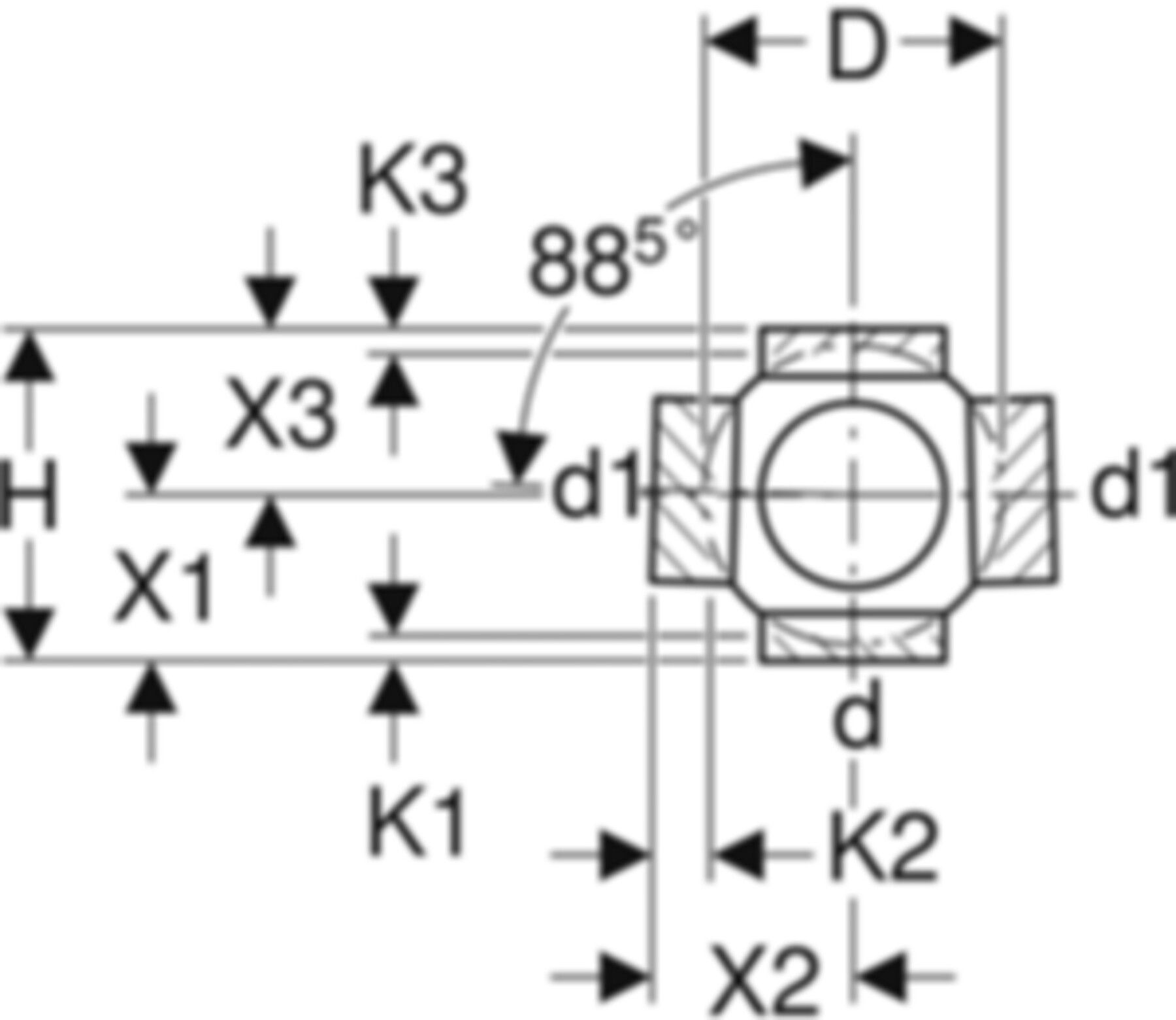 Mehrfach-Abzweig 4-teilig 90° d 63/ 63mm 364.610.16.1 - Geberit-PE-Formstücke