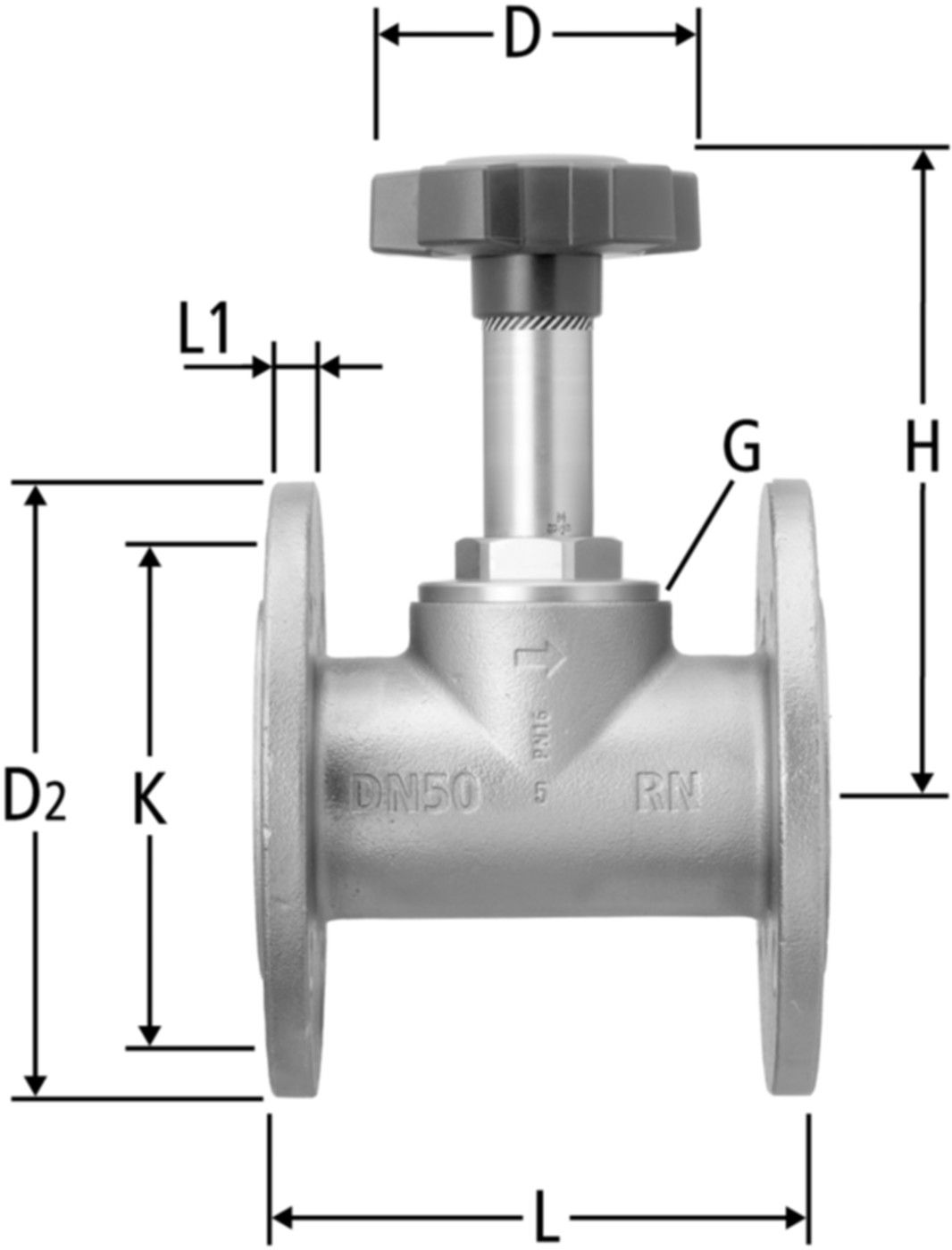 Geradsitzventil mit Flanschen DN 50 23108.26 mit Easy-Top-Oberteil Edelstahl - Nussbaum Armaturen