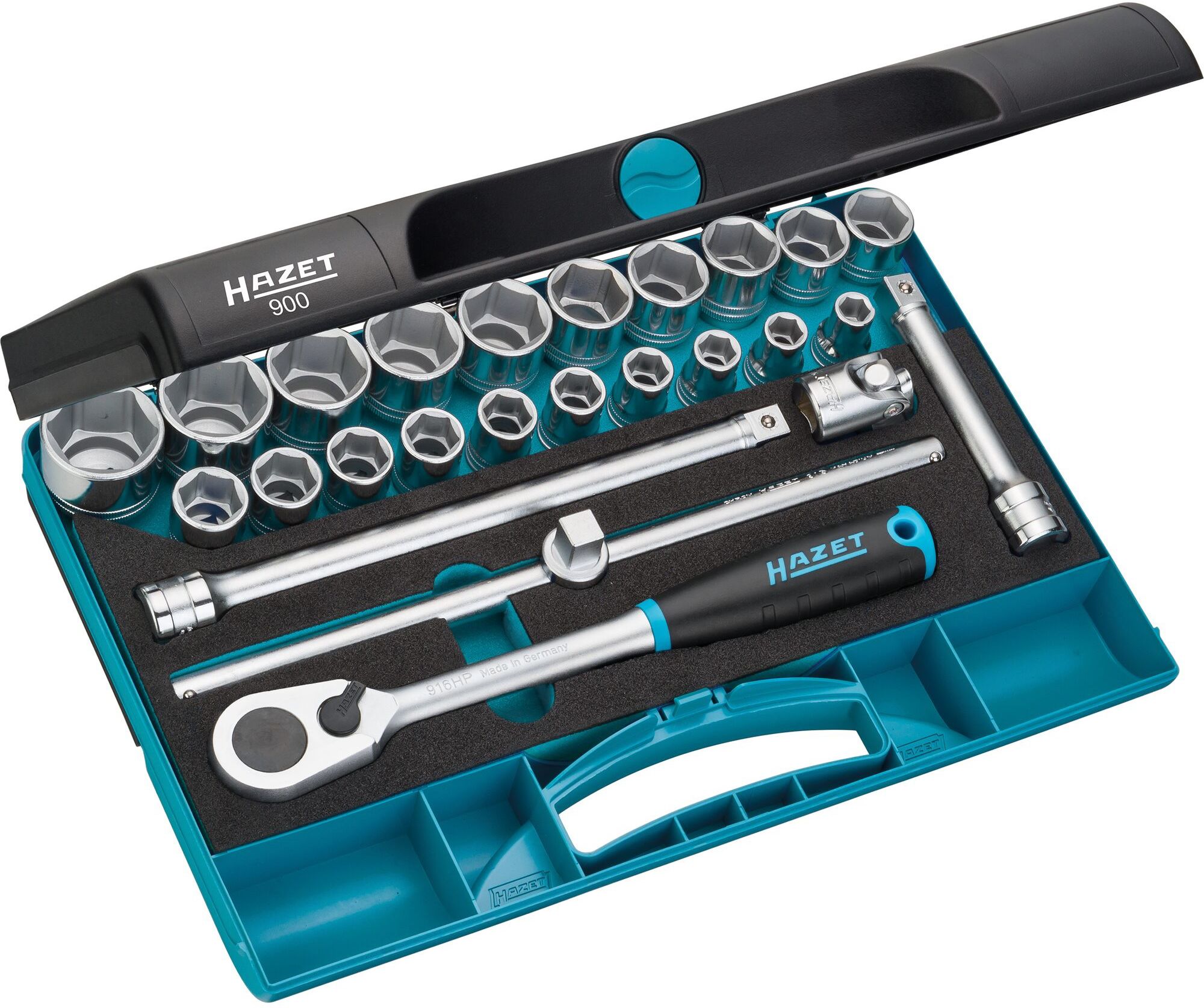 HAZET Steckschlüssel-Satz, 25-tlg. 900 Z, 1/2" - Steck- und Drehmomentschlüssel