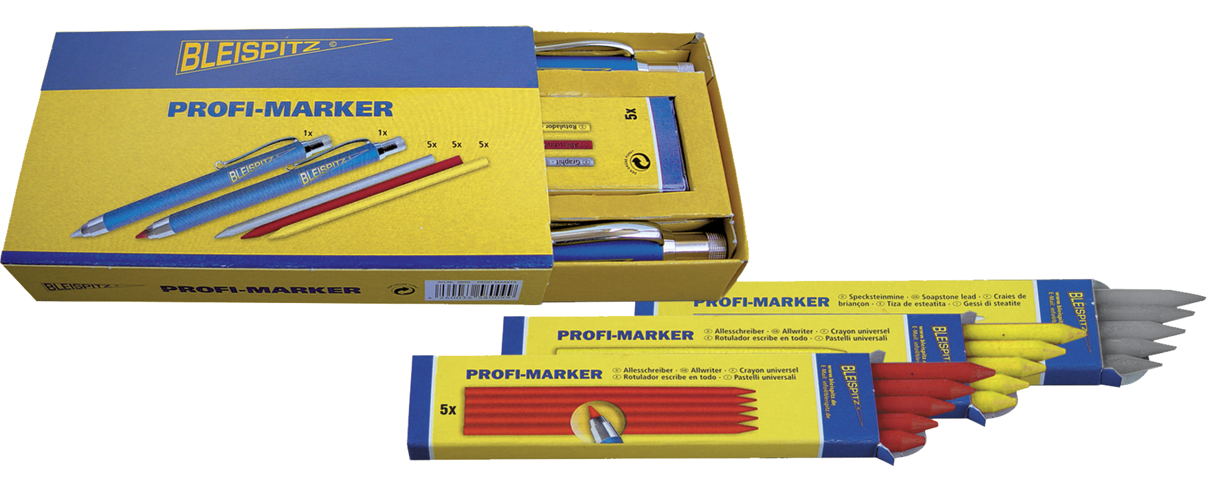 BLEISPITZ Profi-Marker Minen Rot, Pack à 5 Stück - Auszeichnen