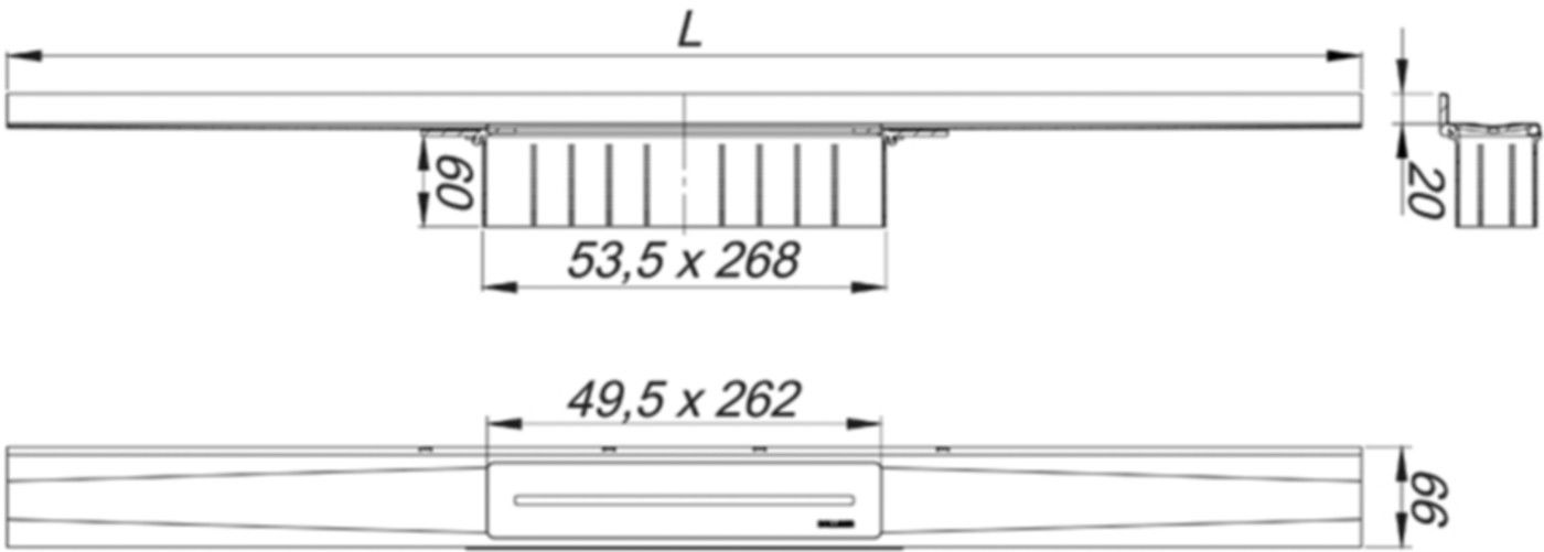 Duschrinnen CeraWall Pure 900mm 5-538475 Edelstahl matt, Einbau an Wand - SCHACO Entwässerungstechnik