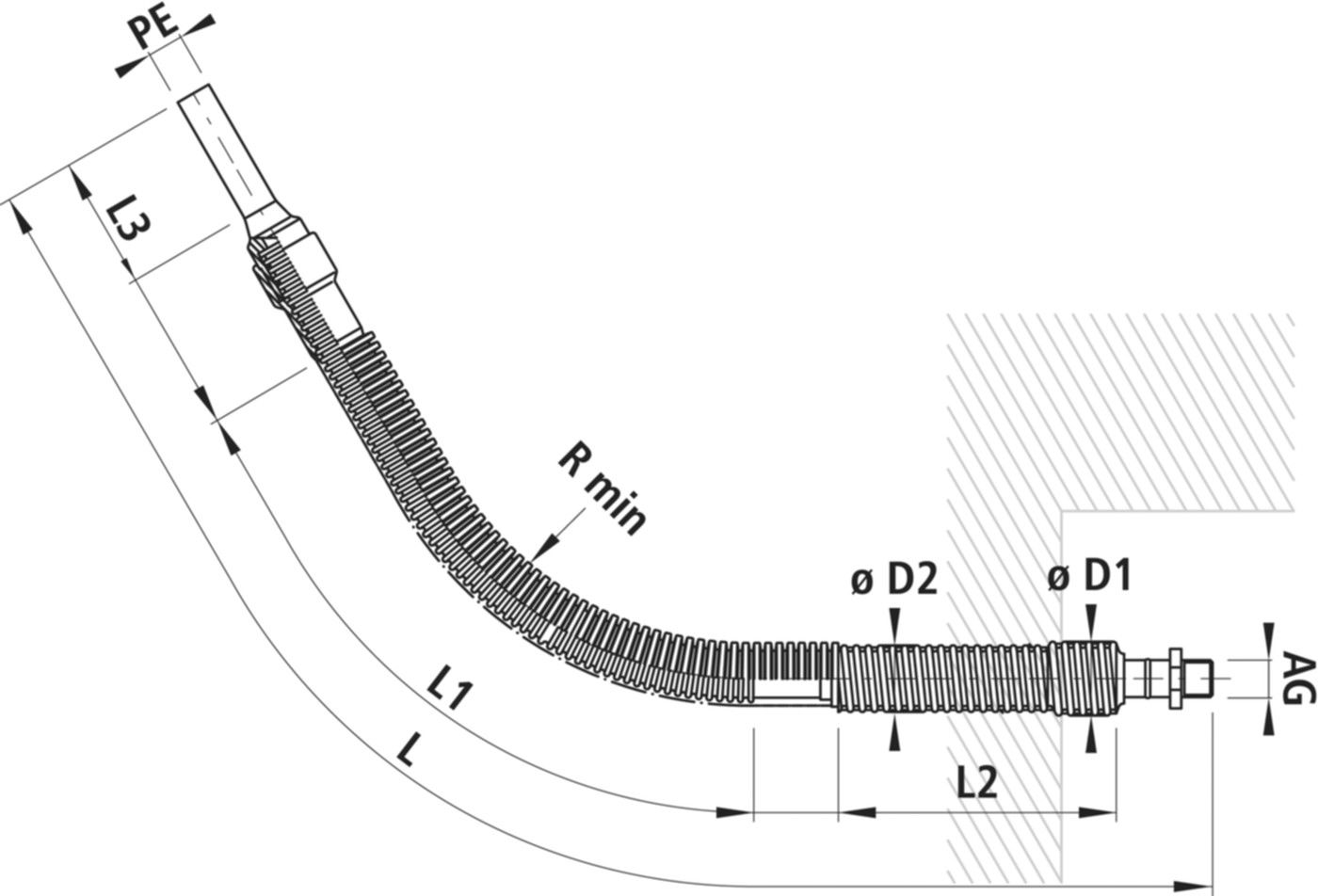 Mauerdurchführung Hochflex PE-AG 6859 für GAS, d 50mm - 11/2" - Hawle Hausanschluss- und Anbohrarmaturen