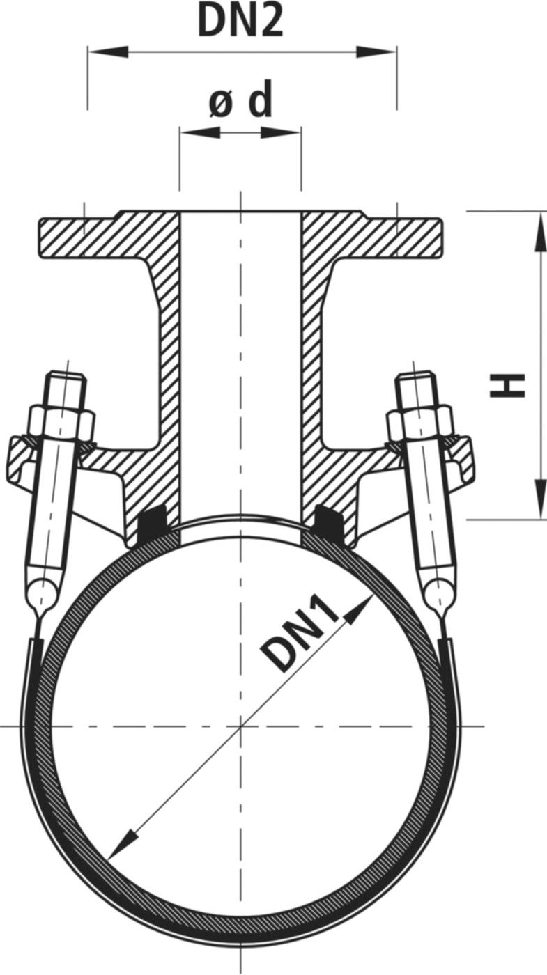 Anbohrschelle mit Flanschabgang 3513 DN 300/100 - Hawle Hausanschluss- und Anbohrarmaturen