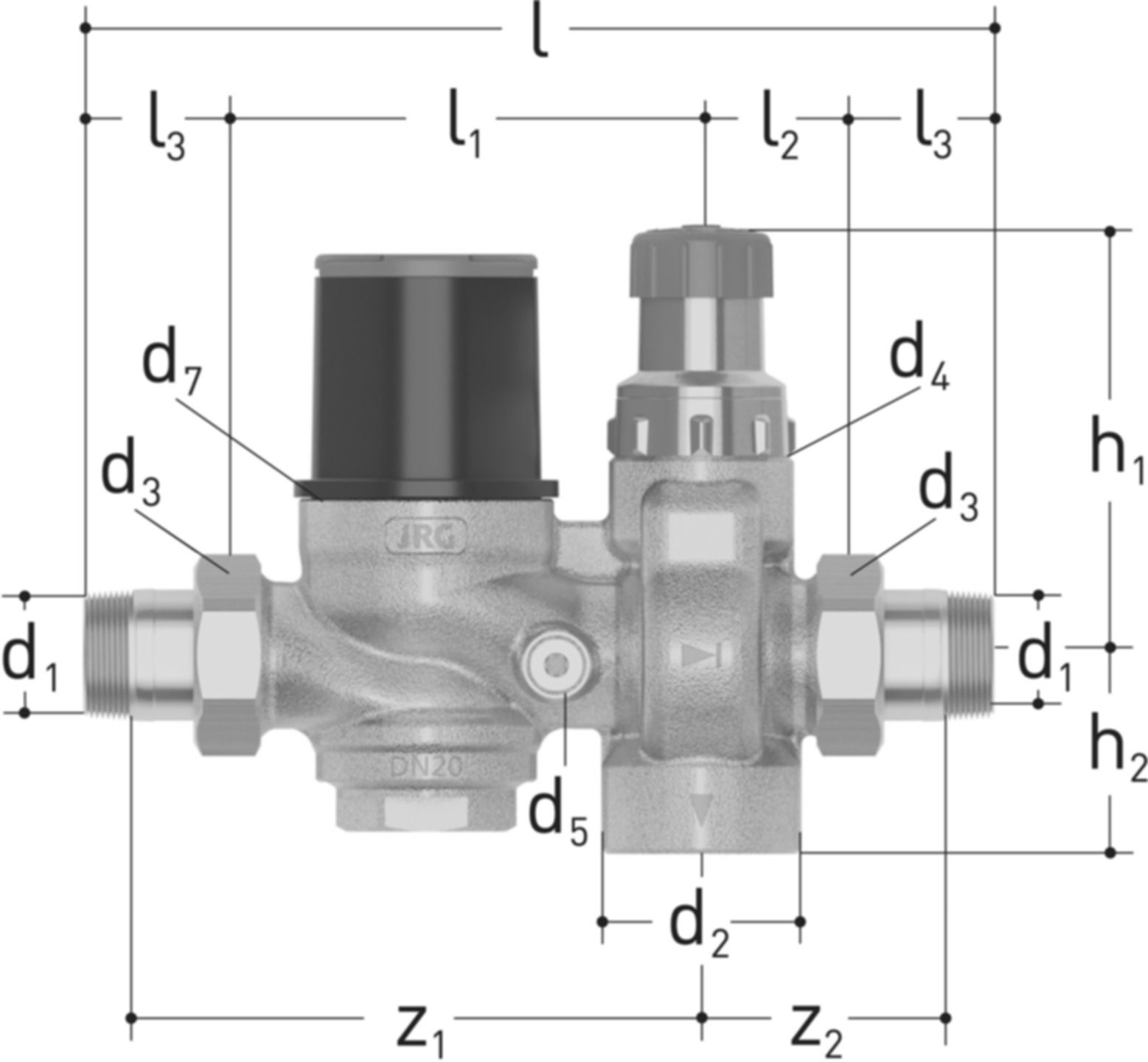 Sicherheitsgruppe JUNIOR 1/2" DN15 2230.240 mit Messing Verschraubung - JRG Armaturen