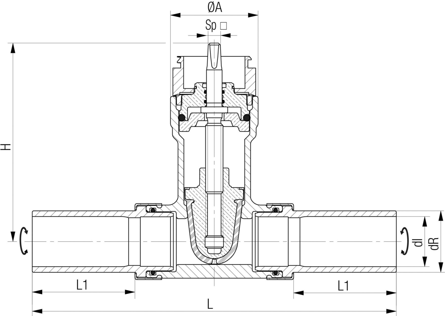 Schieber mit PE-Spitzenden Fig. 5440 DN 50 / d 63mm - Von Roll Armaturen