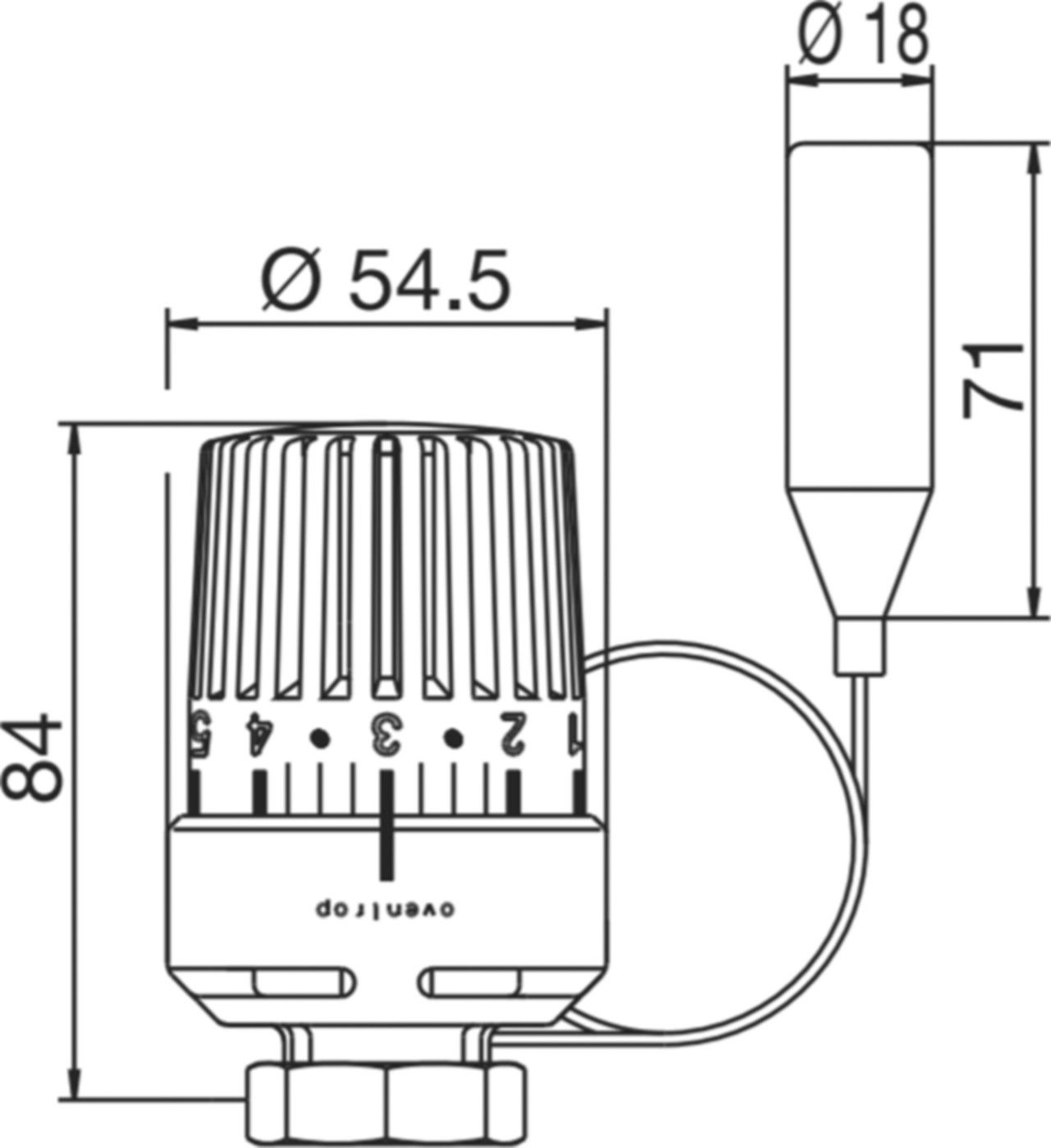 Thermostatfühler m/Fernfühler 5 m Uni LH m/Nullst. 7-28°C 101 16 66 - Oventrop Programm