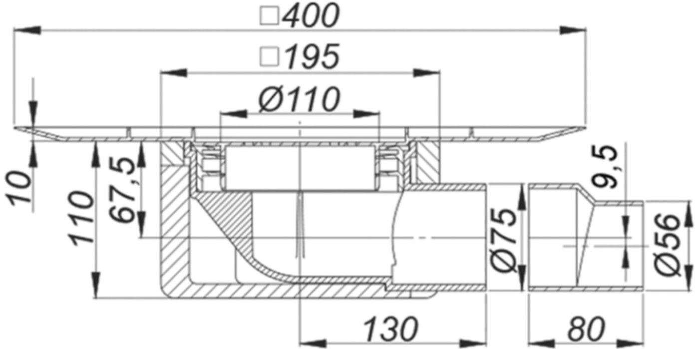 Balkonablauf SwissUnico waagrecht 63/75mm 3-830159 - SCHACO Entwässerungstechnik