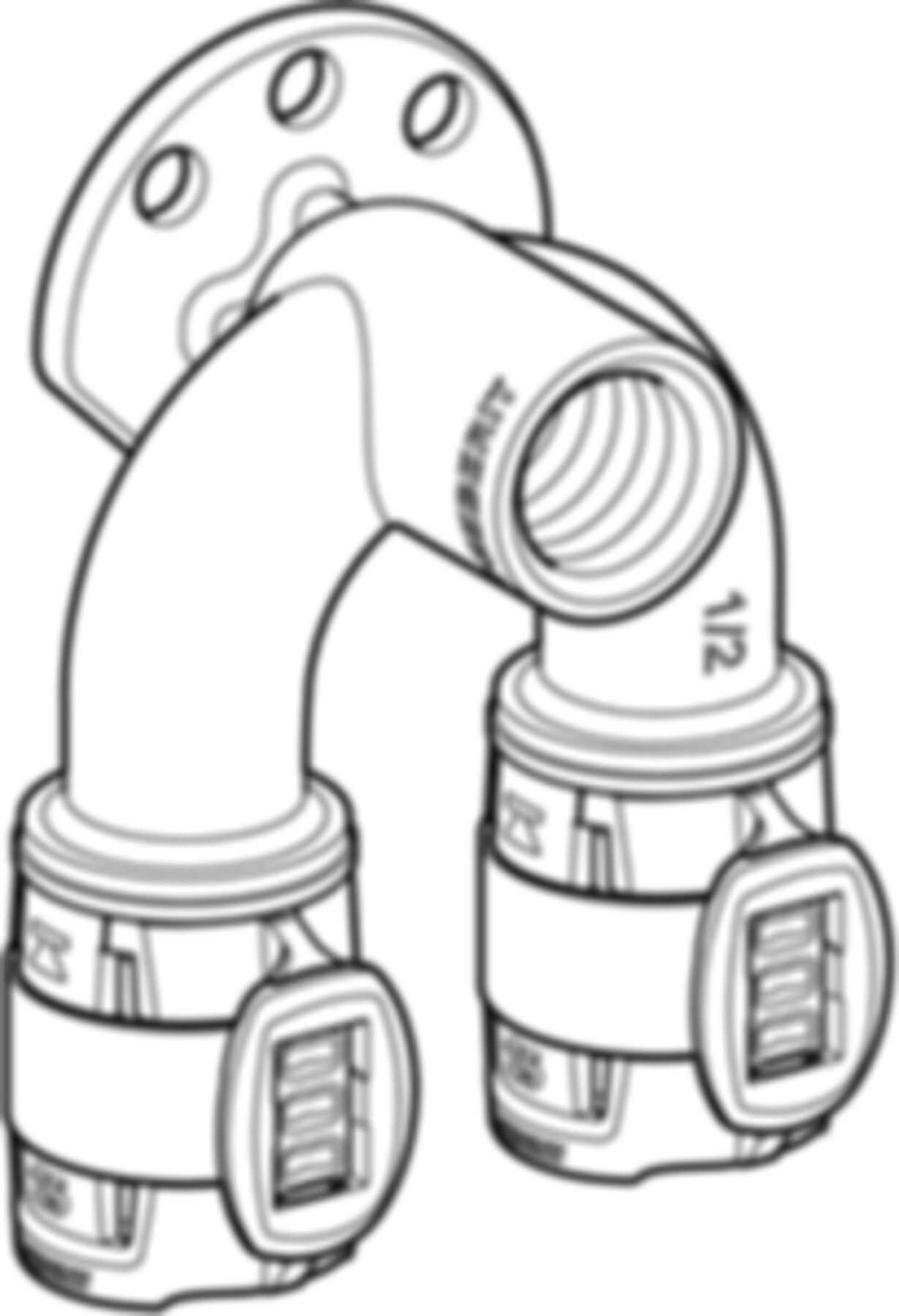 Doppelanschlusswinkel 90° 20mm-1/2"-25mm 620.832.00.1 - Geberit FlowFit-Rohre/Formstücke