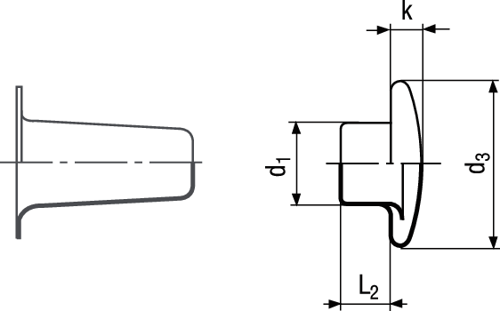 Kopfteile für Hohlniete St vni BN946 DIN7331A 4x9 - Bossard Schrauben
