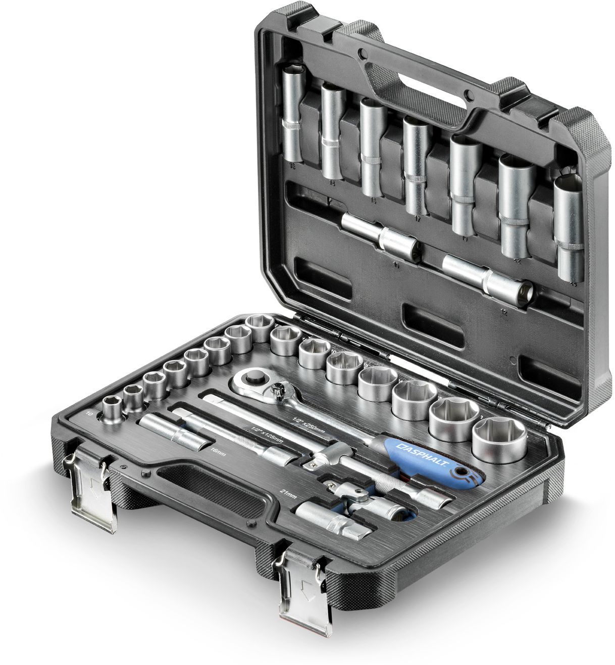ASPHALT Steckschlüsselsatz 31-tlg. 1/2" , Im Kunststoffkoffer - Steck- und Drehmomentschlüssel