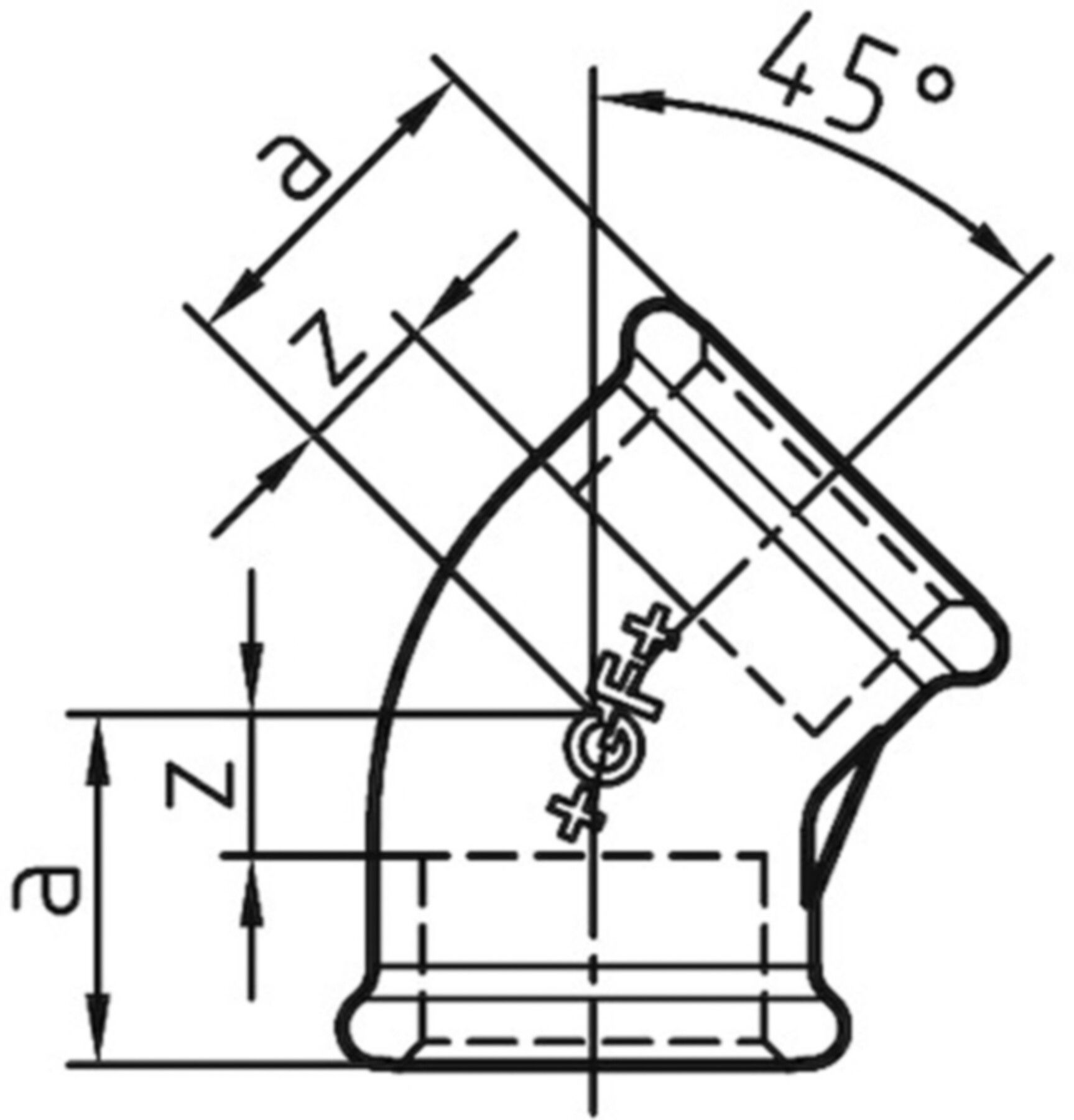 Winkel 45° 120 V 11/4" 770 120 207 - GF verz. Tempergussfittings