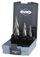 Ruko Stufenbohrer-Satz, 3-tlg. Ø 4-30, 4-20, 4-12mm, HSS, ABS-Box - Bohren