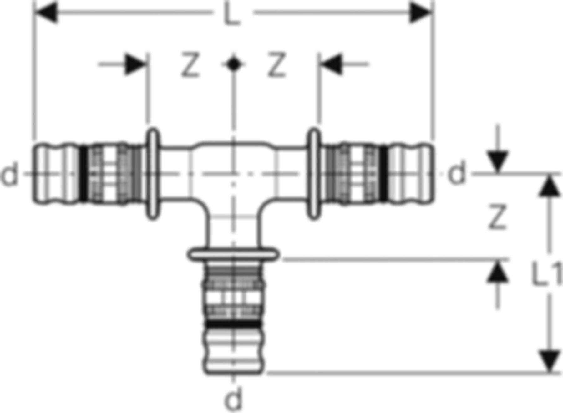 T-Stück egal 75mm 628.310.00.5 - Geberit-Mepla-Formstücke