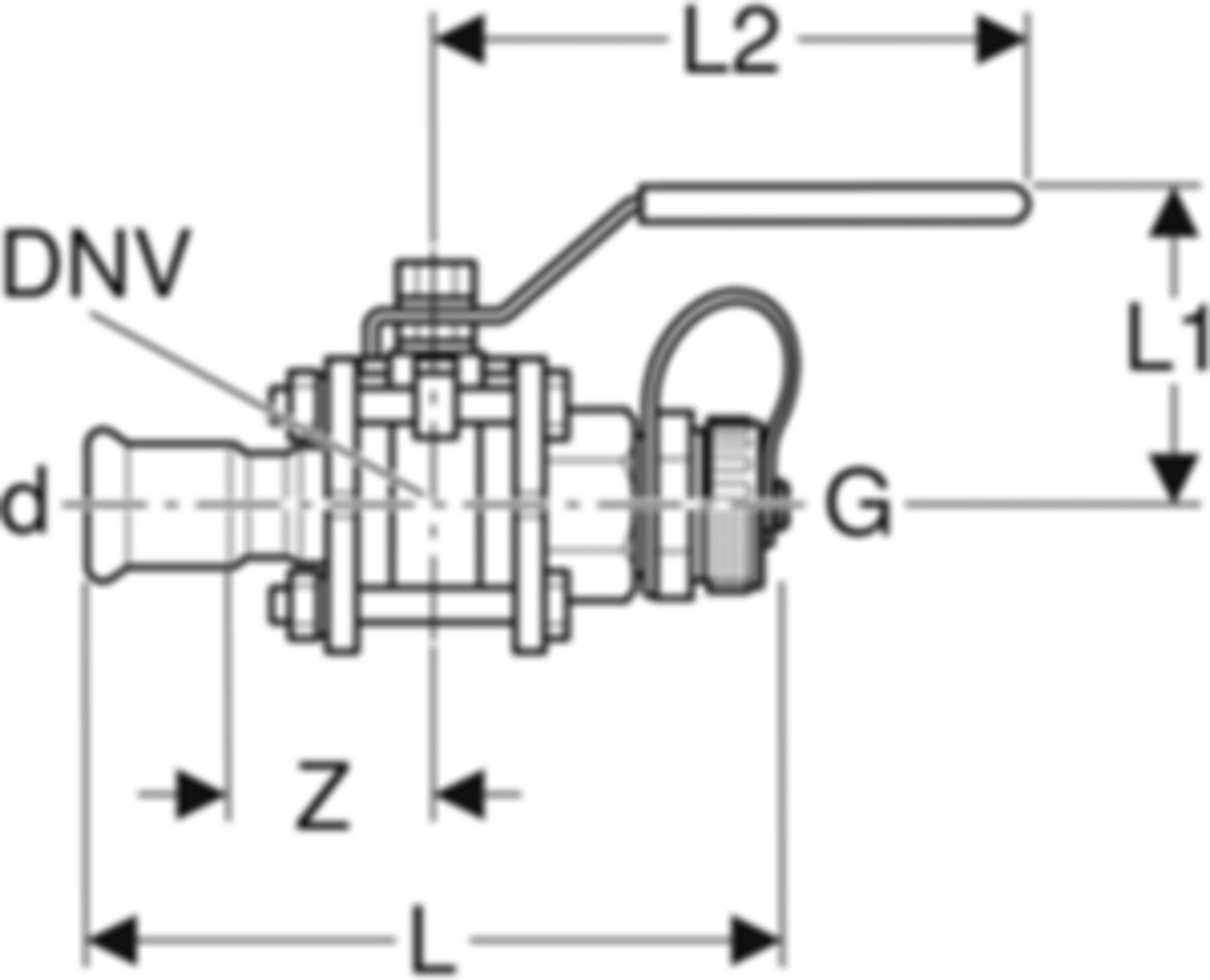Kugelhahn geflanscht 22mm- 1" 92112 mit Schlauchanschluss - Geberit Systemventile / Armaturen