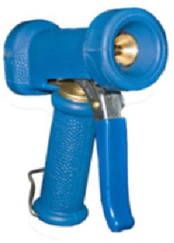 Wasserpistole, Messing/Edelstahl 1/2", Gummiummantelung Blau, max. 24Bar - Garten