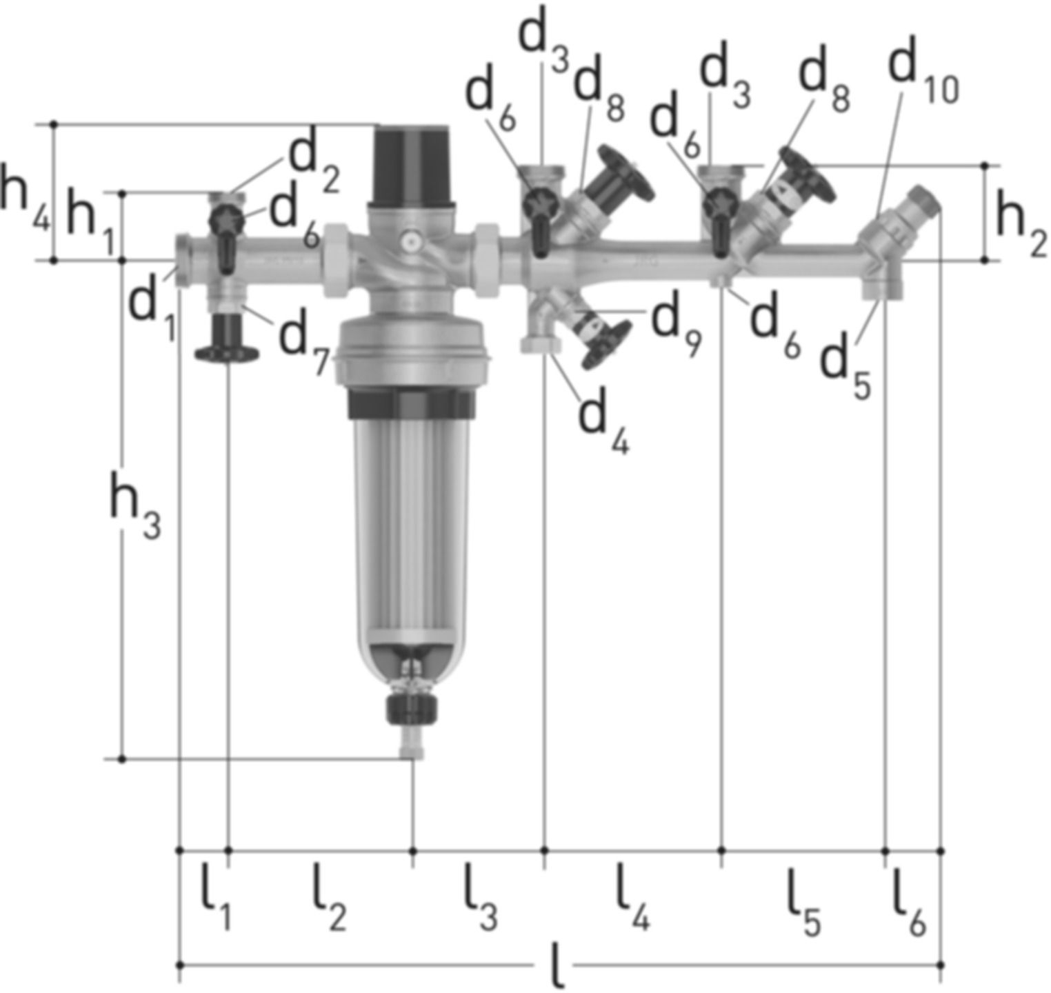 Verteilbatterie 11/4"-20-25-25 1521.400 ohne Verschraubungen (G=5/4"), PN 16 - JRG Armaturen