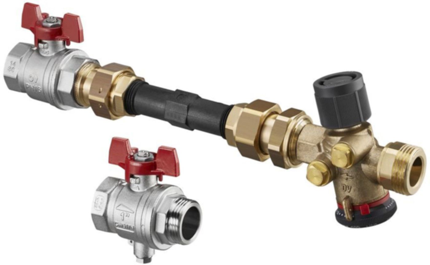 Wärmemengenzähler-Anschluss-Set 1" horizontal m/Regulierv. QTZ 140 48 83 - Oventrop Fussbodenheizungszubehör