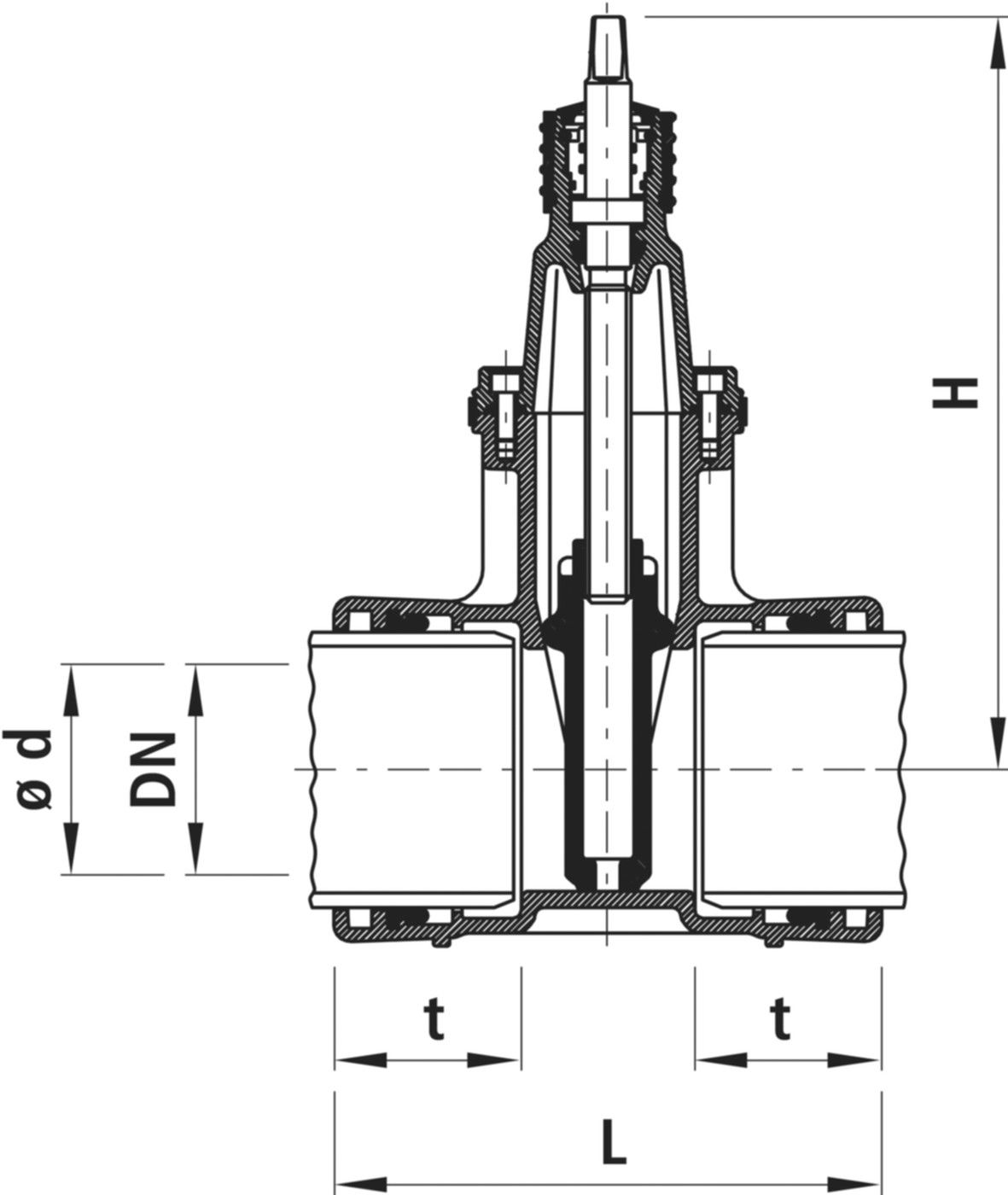 Steckmuffen-Schieber, Baio Gas 4505 DN 300 - Hawle Armaturen