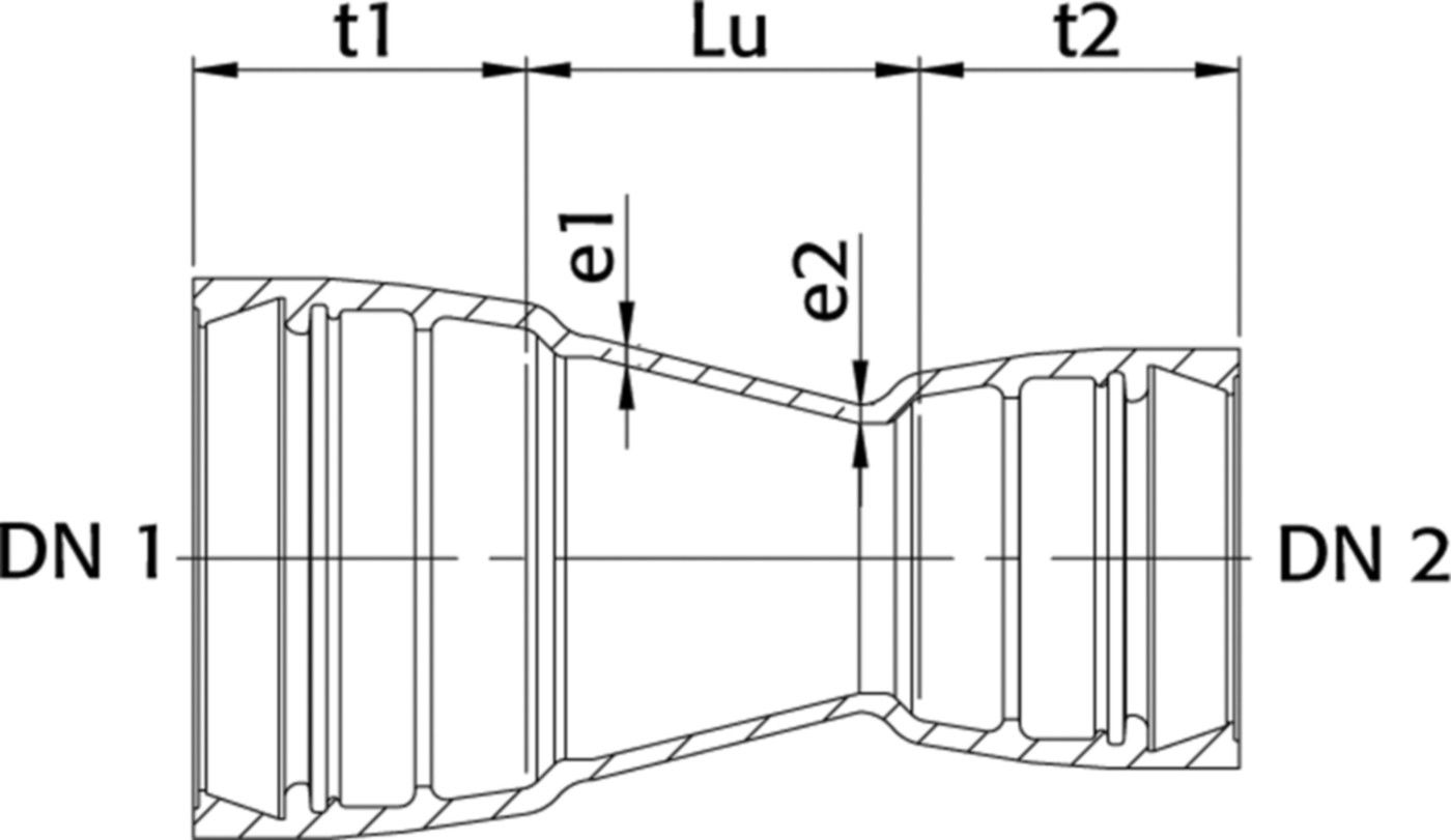 STM-Reduktion 2M Novo-Sit MMR DN 250/150 - WILD Steckmuffenformstücke