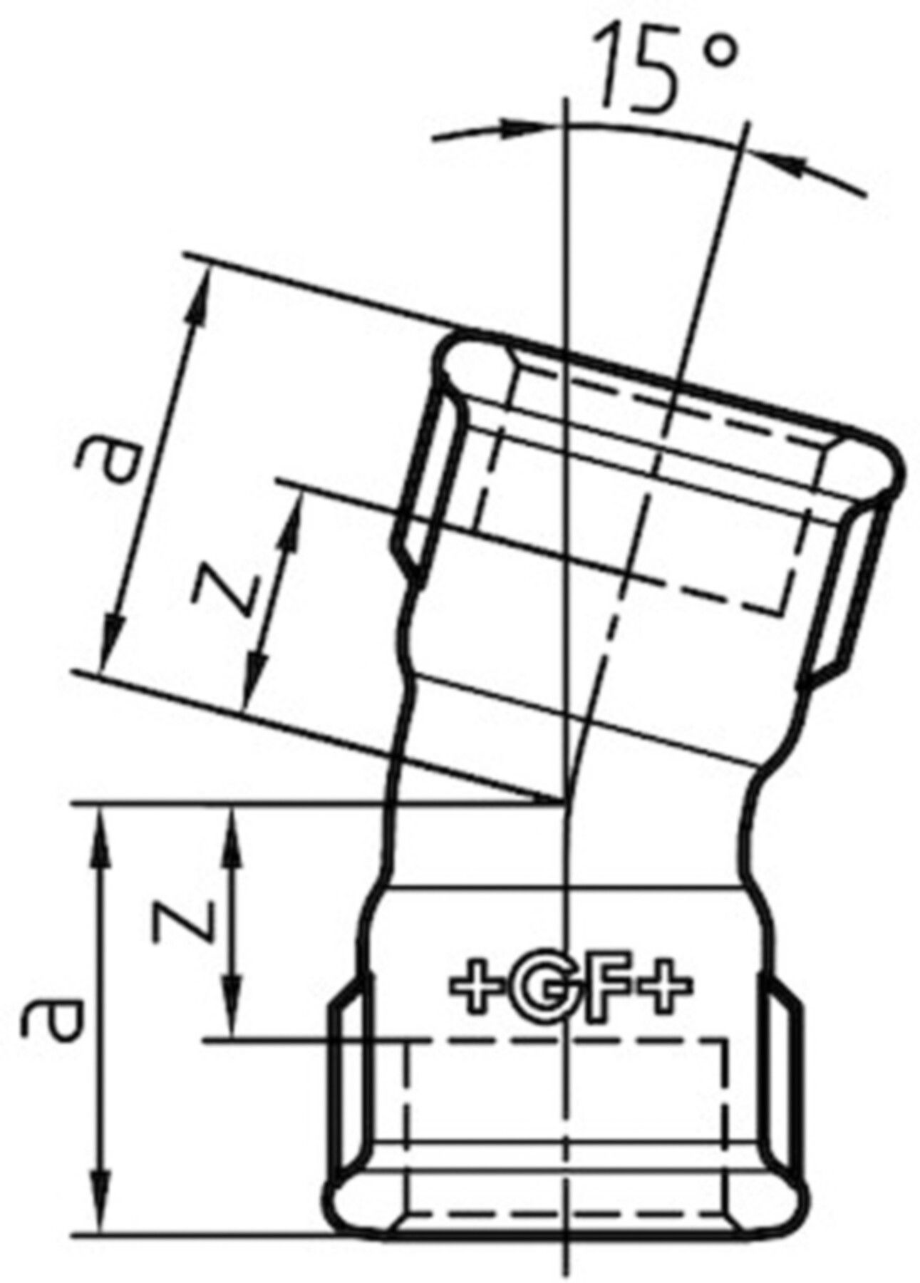 Bogen 15° 54 V 3/4" 770 054 205 - GF verz. Tempergussfittings