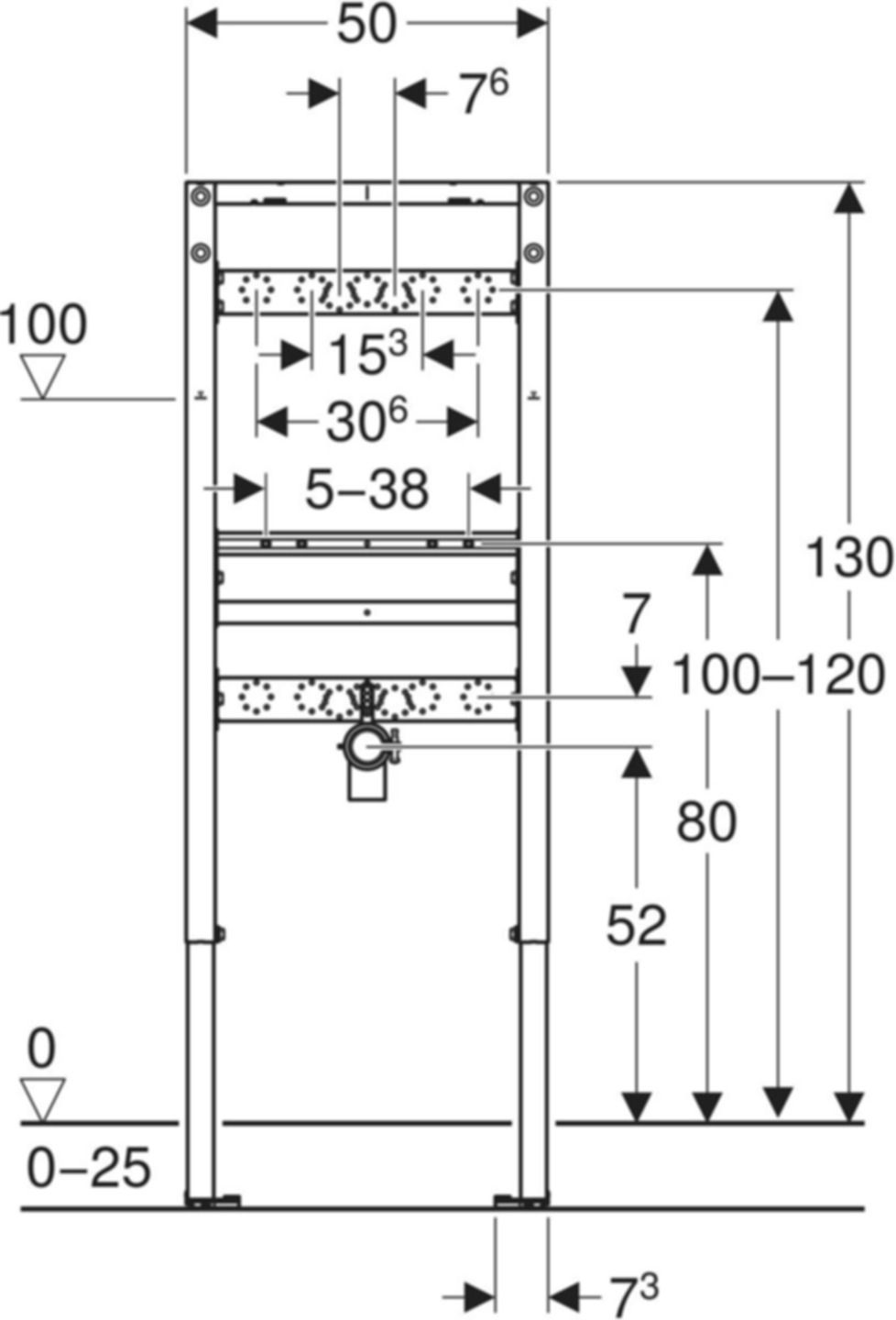 Waschtisch-Element für Aufputz-Wandarmatur 130 cm 111.497.00.2 - Geberit-Duofix