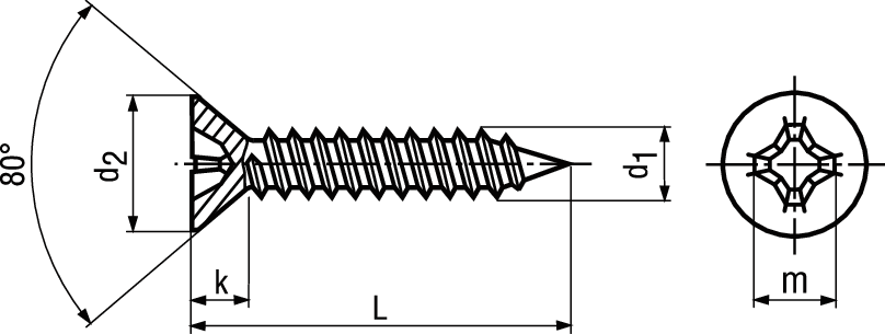 Senk-Blechschr Phil+Spitze INOX A2 BN696 DIN7982C 2,9x13 - Bossard Schrauben