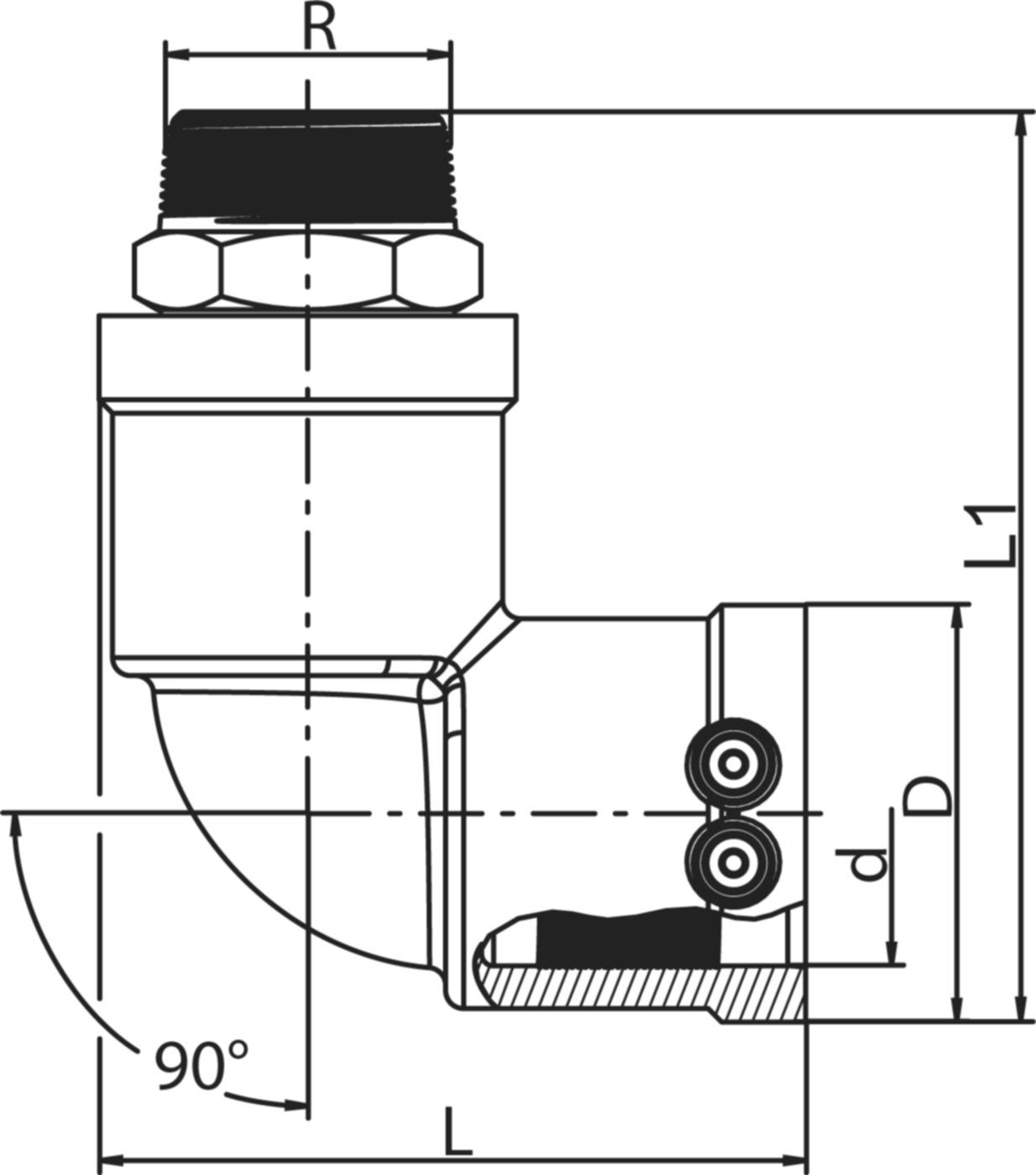 Übergangswinkel 90° / Messing mit AG d 40mm - 1 1/2" 612 121 (Karton à 15 Stk.) - Frialen Elektroschweissfittinge