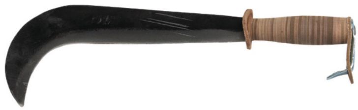 Gertel, Tessiner-Form, mit Haken Schneide= 270/290mm, m. ovalem Lederheft - Bauwerkzeuge