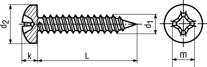 Linsen-Blechschr Phil+Spitze A2 BN695 DIN7981C 2,9x16 - Bossard Schrauben