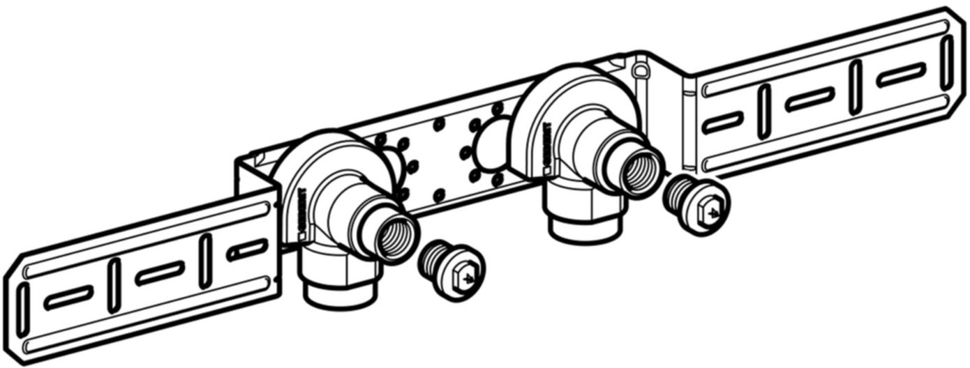 Anschlusswinkel 90° zweifach 100mm 1/2"- MF1/2" abgesetzt, mit Aussengewinde 632.853.00.2 - Geberit-Push Fit-Formstücke