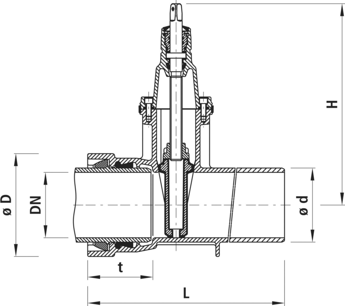 Spitzend/Muffen-Schieber ohne 4028 Schweissraupe BLS DN 200 - Hawle Armaturen