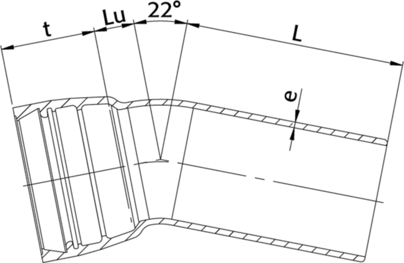 STM-Bogen 1M Novo-Sit MK 22° DN 300 - WILD Steckmuffenformstücke