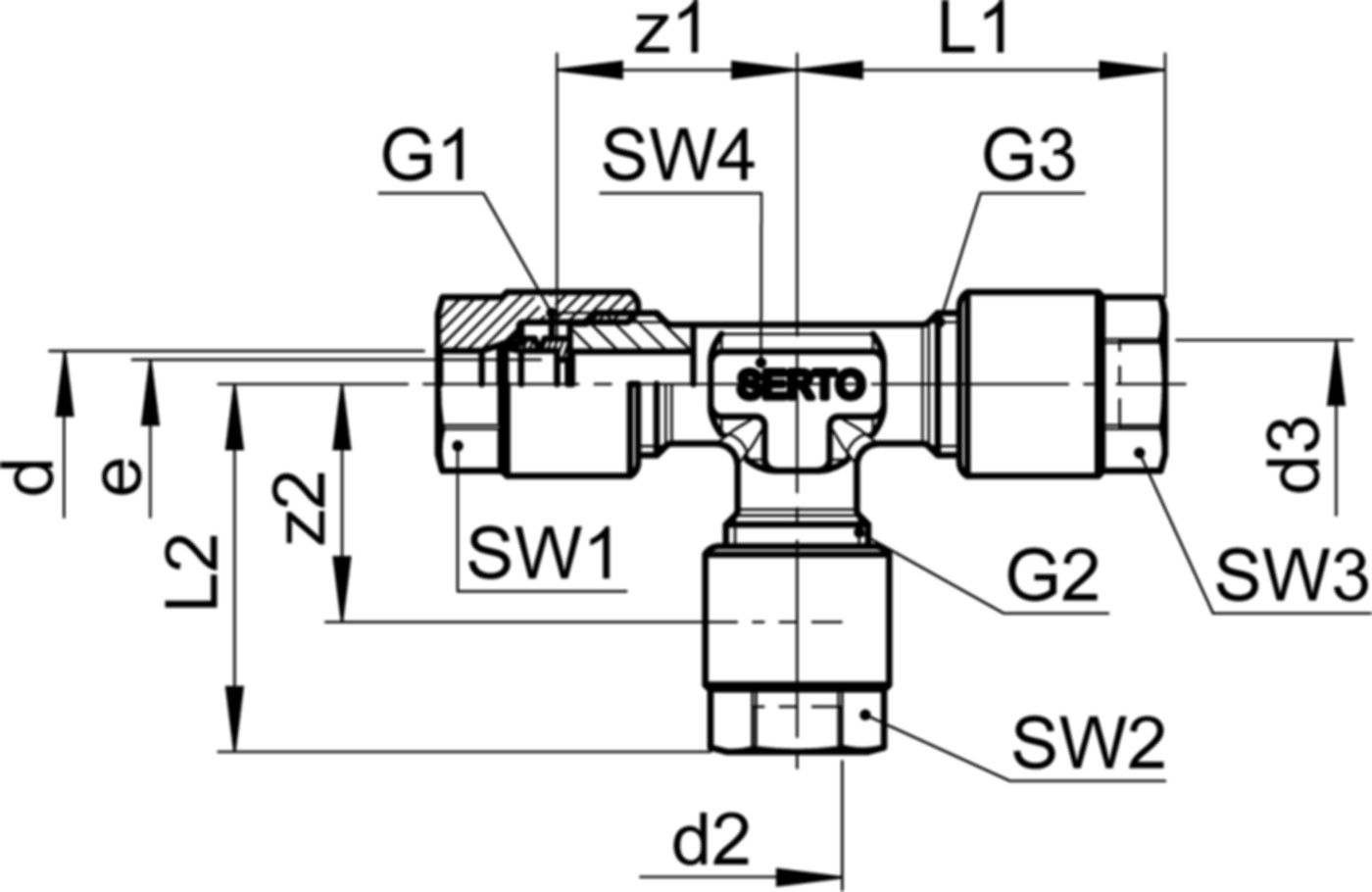 T-Verschraubung Red. SO 03021 6- 8- 6 - Serto-Programm M/G