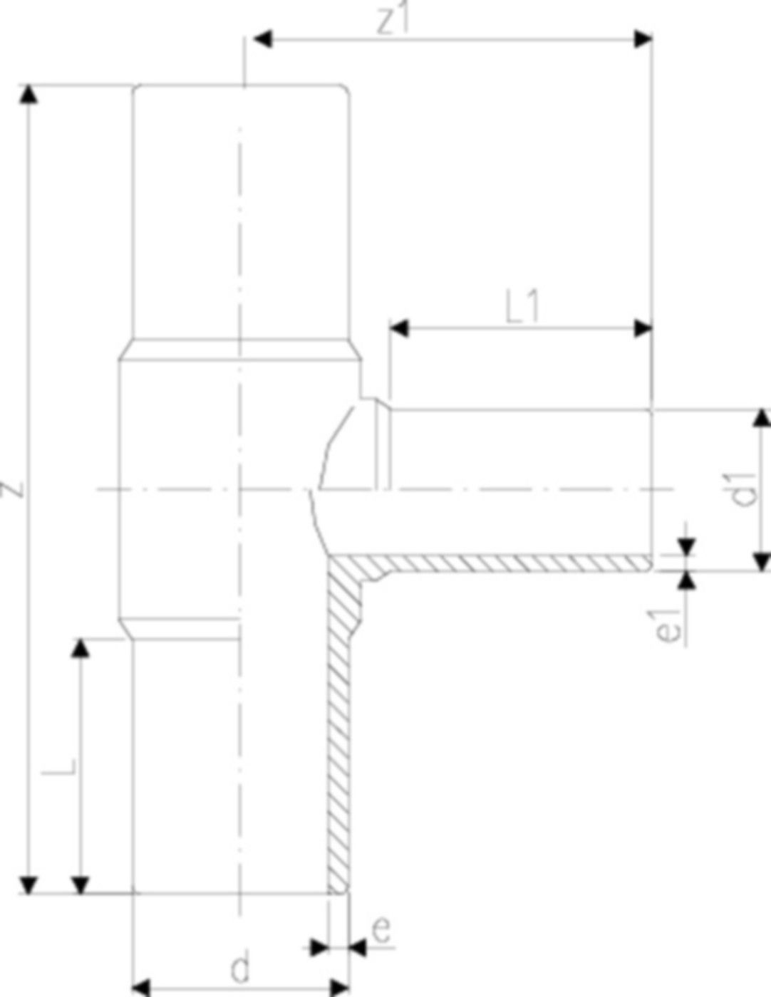 Tee reduziert PE100 S8 PN 10 d 90/ 75mm 753 201 855 - PE100 Stutzenformstücke langschenklig