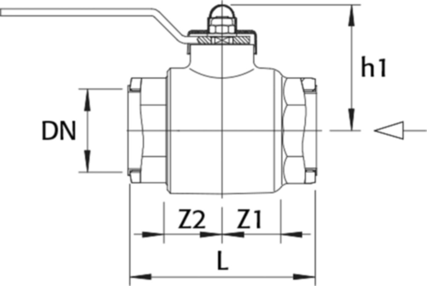 RMA Kugelhahn mit Gewinde für Gas PN 5 Typ HKSF-I-GT 1 1/2" - Wild Gebäudeeinführung
