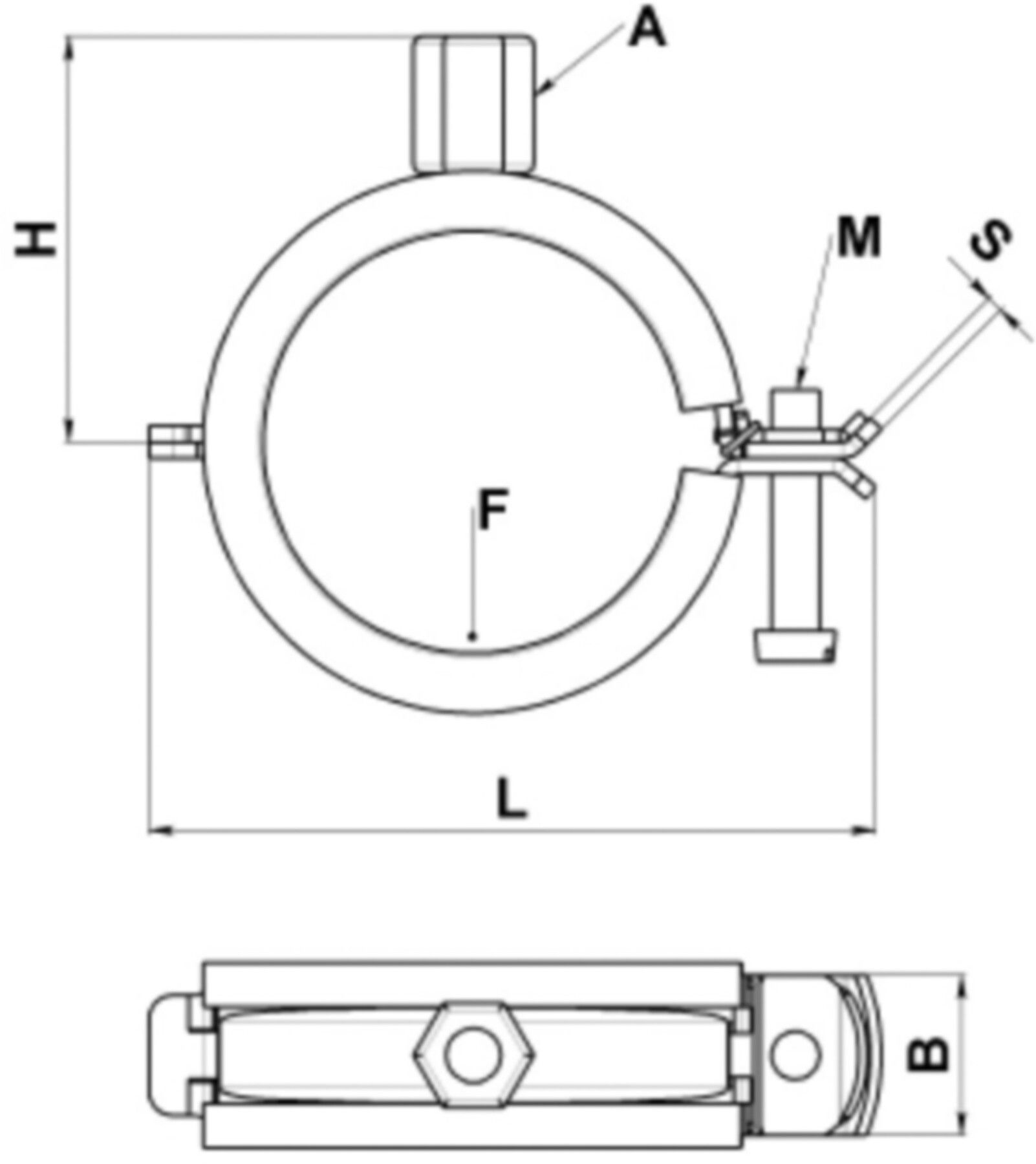 Leichtrohrschelle 63 - 67mm 51.309 mit Gummi und Muffe M8/M10 - Schänis-Rohrschellen