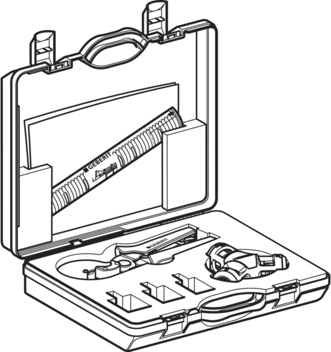 Montagewerkezug mit Schablone 14-25mm im Koffer 650.911.00.2 - Geberit-Push Fit-Werkzeuge