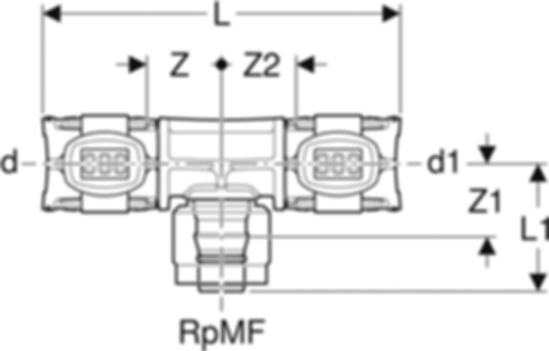 T-Stück 25mm-1/2"-25mm 620.392.00.1 mit MasterFix - Geberit FlowFit-Rohre/Formstücke