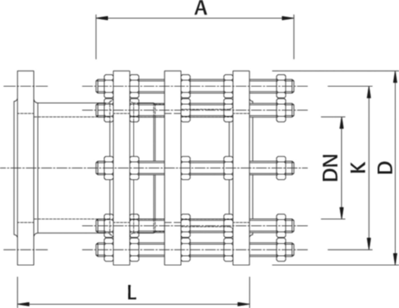 Ausbaustück Typ PF, feststellbar PN 16 Gewindeanker verzinkt L=300mm DN 125 - Wild Absperrklappen