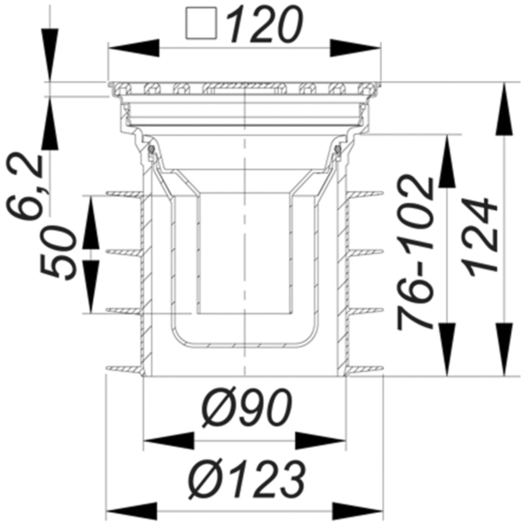 Bodenablauf Pronto mit Edelstahl-Rost begehbar 300 Kg DN 125 CNS 3-700087 - SCHACO Entwässerungstechnik