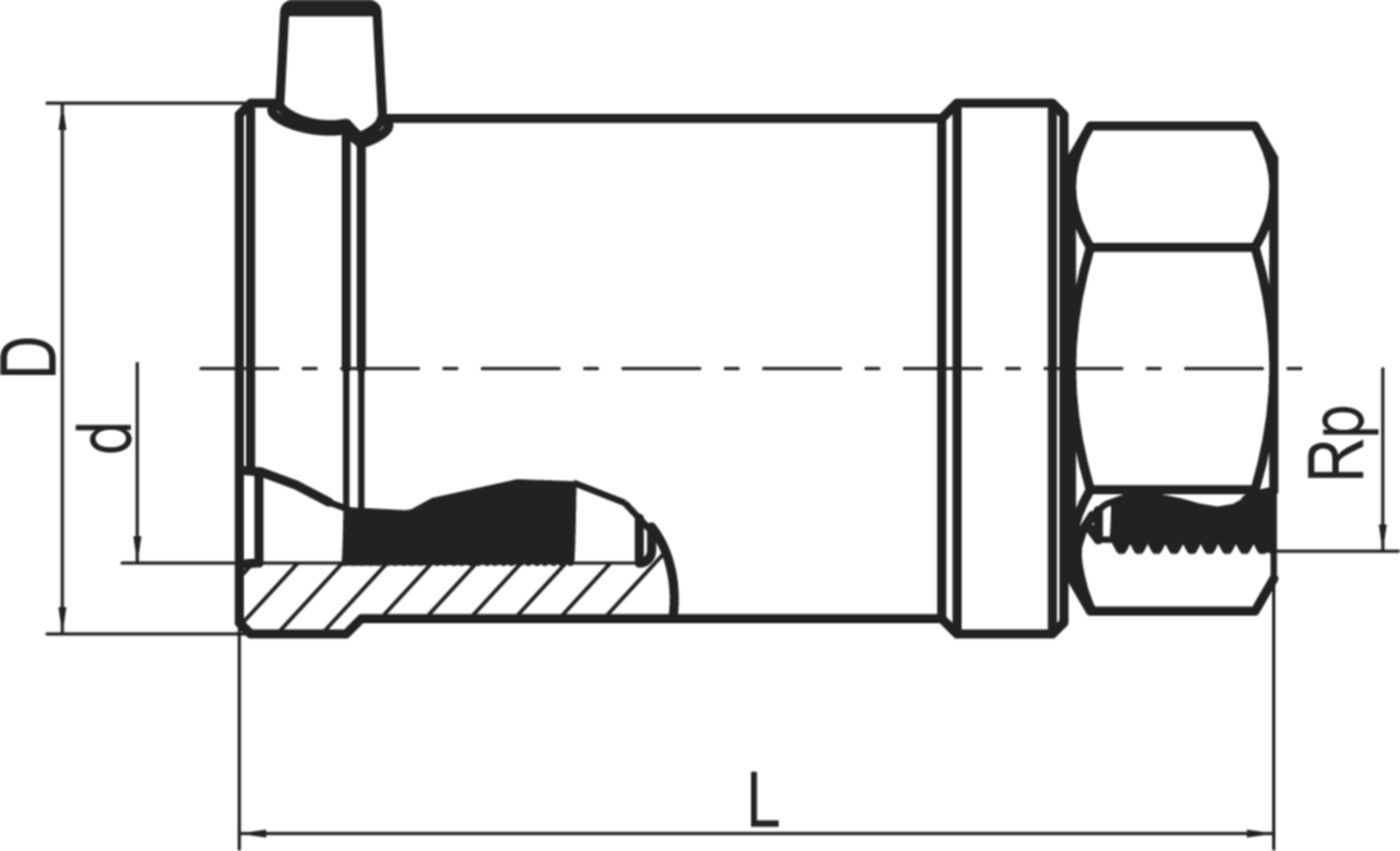 Übergangsstück gerade / Stahl mit IG d 32mm - 1" 612 570 (Karton à 20 Stk.) - Frialen Elektroschweissfittinge